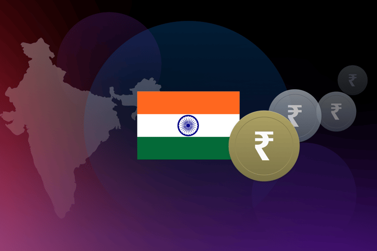 Illustration of the Indian flag and rupee coins over a map of India, symbolizing local payment expansion and Net Banking adoption.